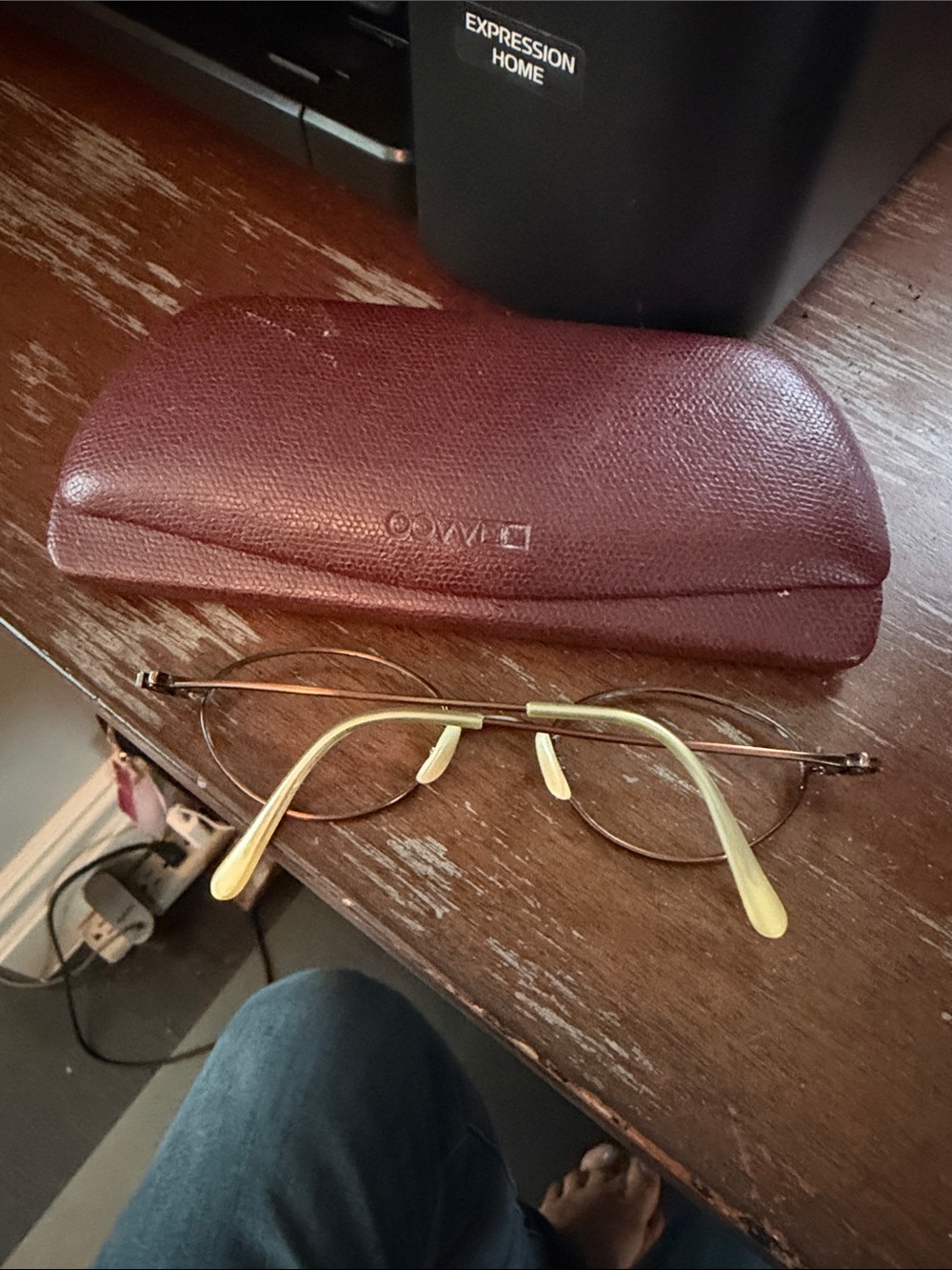 Oliver Peoples OP553 copper colored Round Metal Eyeglasses with vintage red case - Picture 2 of 16